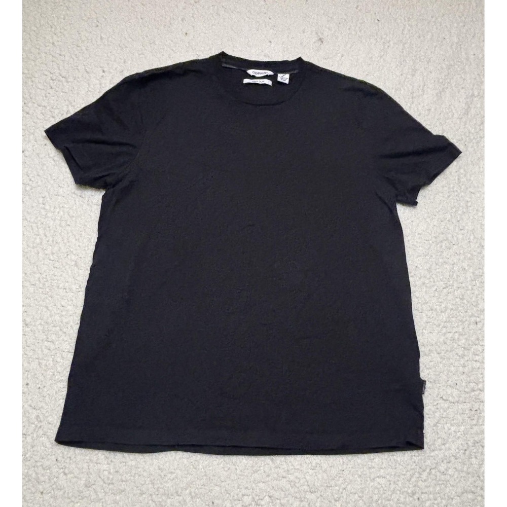 Calvin Klein Mens T-shirt Basic Size M Black Liquid Touch Cotton Blend Solid